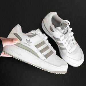 Adidas Forum Bold Stripes White/Grey Sneakers Women's Size 7.5